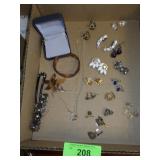 VINTAGE EARRINGS, TORTOISE SHELL PIN, BRACEKET &>