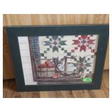 COUNTRY QUILT & APPLES FRAMED PRINT 24 x 21  *NO>>