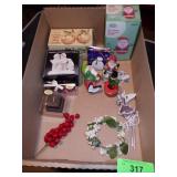 NIB APPLE CANDLES & INFLATEABLE SANTA, CERAMIC>>>