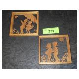 VINTAGE WOODEN SILOUETTES 4 1/2 x 4 1/2