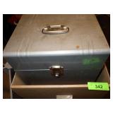 VINTAGE ACORN METAL FILE BOX, PLASTIC EXPANDING>>>