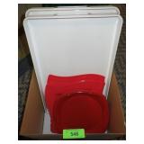 SALLY DESIGNS SERVING TRAYS & ASST. PLASTIC TRAYS