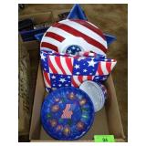 4TH OF JULY TABLECLOTH, SERVING DISHES, PLATES