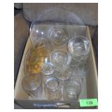 CAKE PLATE, CARNIVAL GLASS BOWL, GLASSES & BOWLS