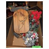 ASST. CHRISTMAS DECOR- WOODEN SLED, ARRANGEMENT>>>