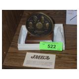 1986 BRASS JOHNSON WAX MEDALLION 3 1/4"