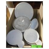 CORELLE CASSEROLE W/ LID, BOWLS W/ LIDS, PLATES, >