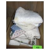 ASST. TABLECLOTHS- CROCHETED, QUILTED, ETC
