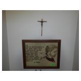 FRAMED RELIGIOUS NEEDLEWORK (23 x 18), CRUCIFX