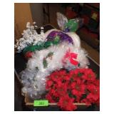 HANDMADE WREATHS, POINSETTIA GARLAND, "SNOW" FLUFF