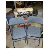 2 VINTAGE SAMSONITE FOLDING CHAIRS W/STAINS