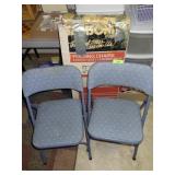2 VINTAGE SAMSONITE FOLDING CHAIRS WITH STAINS