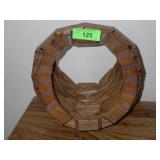 HANDMADE MCM OAK GEOMETRIC BLOCK BASKET