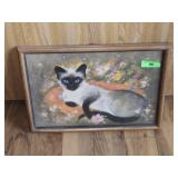 VINTAGE ALICE WEDEL SIAMESE CAT PRINT 20 x 14 *NO>