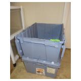 2 FLIP TOP CONTAINERS (1 W/ BROKEN LID)