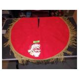 VTG CHRISTMAS TREE SKIRT W/ PLASTIC SANTA FACE 34"