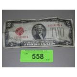 1928 RED SEAL TWO DOLLAR BILL $2 NOTE
