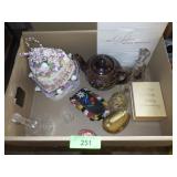 VINTAGE TEAPOT, BELLS, HAND PAINTED EGG, SILVER>>.