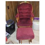 BENTWOOD PLATFORM SWIVEL ROCKER  W/ FOOTSTOOL