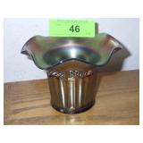 VTG NORTHWOOD IRIDESCENT CARNIVAL GLASS HAT VASE