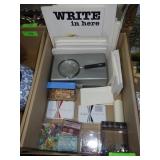 VINTAGE METAL DREMEL BOX, RUBBER STAMPS, INK PAD>>