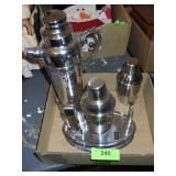 STAINLESS STEEL BAR SET, COCKTAIL SHAKER & PITCHER
