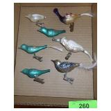 VINTAGE ? CLIP ON BIRD ORNAMENTS (1 BROKEN - SOME>