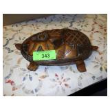 VINTAGE? CARVED WOOD TURTLE BOX 11 x 7 x 3