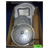 VINTAGE ALUMINUM PANS & PYREX BOWL, ROLLING PEN
