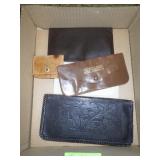 VINTAGE LEATHER WALLETS, EYEGLASS HOLDER & CHANGE>