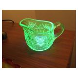 VINTAGE URANIUM GLASS CREAMER