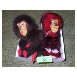 VINTAGE REAL FUR MONKEY STRING PUPPET & MONKEY TOY