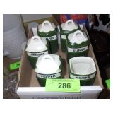 VINTAGE CZECH SPICE JARS (1 MISSING LID)