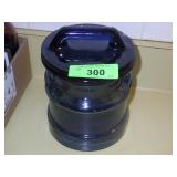 VINTAGE L.E. SMITH BLUE GLASS MILK CAN CANISTER