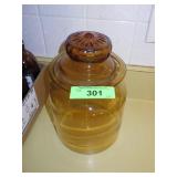 VINTAGE AMBER APOTHECARY JAR  / CANISTER