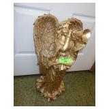 22" RESIN ? ANGEL PLAYING TRUMPET STATUE **BROKEN>