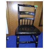 VINTAGE BLACK STENCILED HITCHCOCK STYLE CHAIR