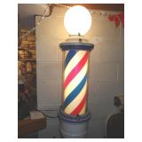 VTG BARBER POLE-ROTATES, LITES UP - PORCELAIN END>