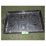 SILVER PLATE REPOUSSE DEER TRAY 20 x 11 INCLUDING>