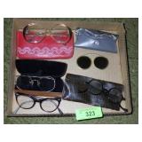 VINTAGE EYEGLASSES, CASES, SUNGLASS CLIPS
