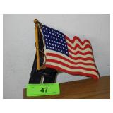 VINTAGE 48 STAR AMERICAN FLAG METAL LICENSE PLATE>