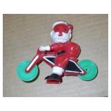 VINTAGE ROSBRO SANTA RIDING BIKE GREEN WHEELS