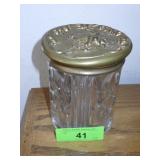 VINTAGE TOBACCO JAR W/ REPOUSSE CHERUB LID