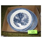 2 VINTAGE CURRIER & IVES PLATTERS & 1 PIE PLATE