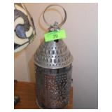 VINTAGE PUNCHED TIN CANDL HOLDER LANTERN (1970