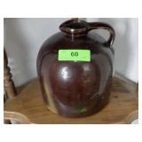 VINTAGE BROWN GLAZE POTTERY JUG 9" TALL