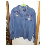 QUINN AGAIN EMBROIDERED PATRIOTIC DENIM SHIRT  XL