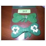 VINTAGE FELT 4-H CLIP BOW TIE & GREEN FELT BOW TIE