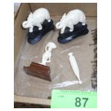 VINTAGE CARVED BONE ELEPHANTS, FIGUTINE & ???