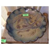 2007 HAND THROWN POTTERY BOWL SIGNED JB 16" WIDE